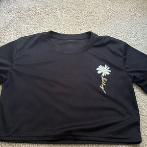 Black sunflower crop top